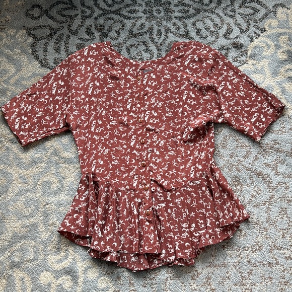 Tina Barrie Vintage Peplum Top & Skirt Set Maroon 12/14 - Picture 2 of 9